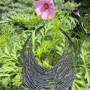 Multi-strand beaded necklace and earrings